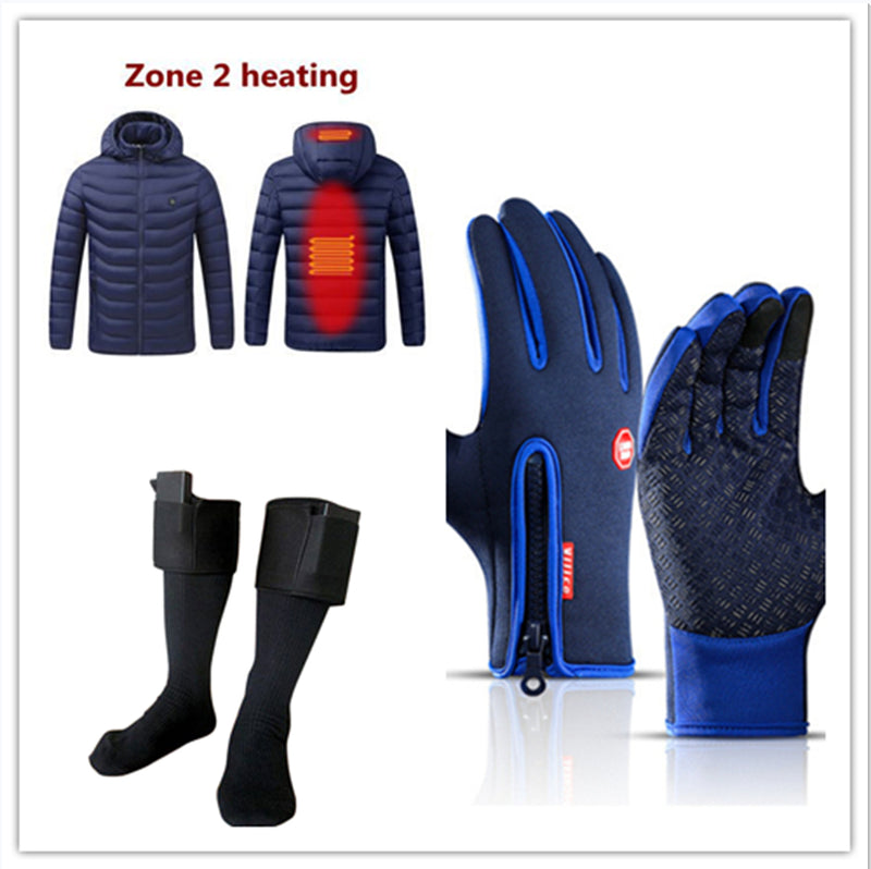 Heated Winter Waterproof Gloves — Blue set / L