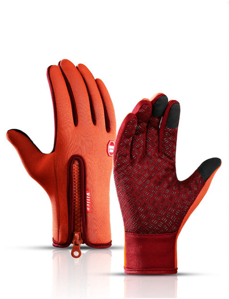 Heated Winter Waterproof Gloves — Orange / L