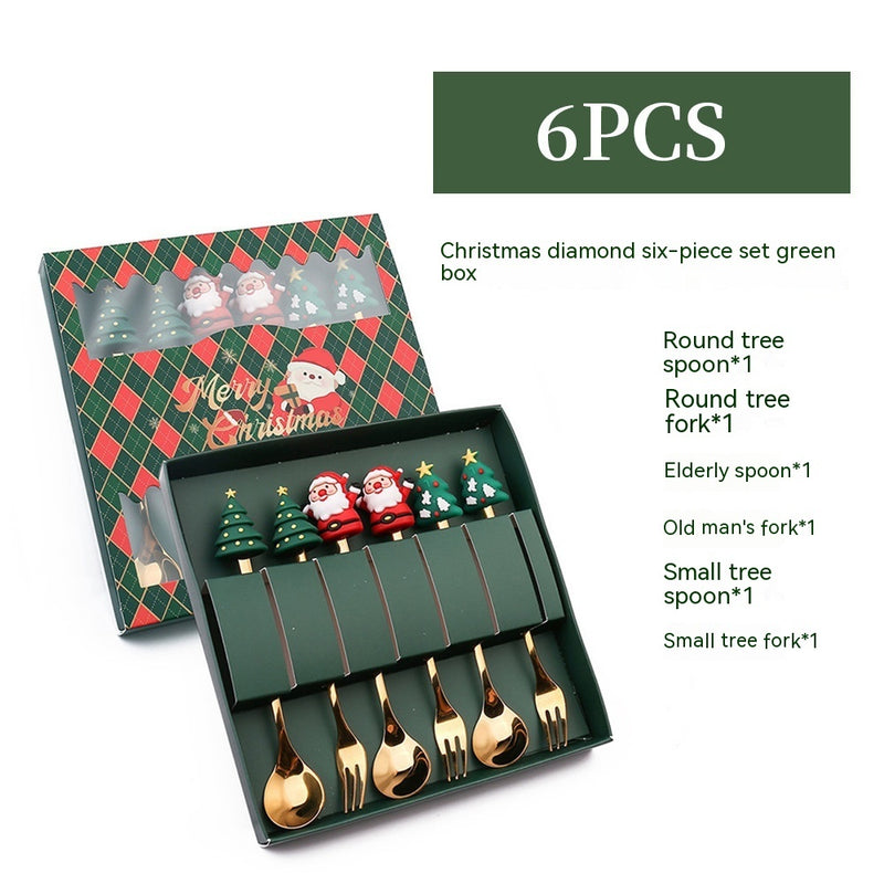 Christmas Spoon Gift Set — Style I / 6-Piece / Green Box