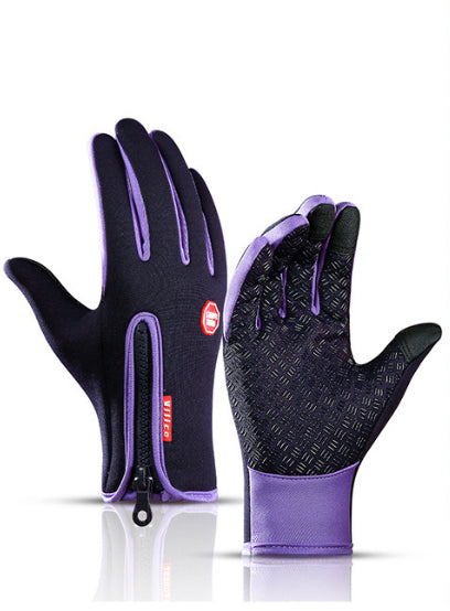 Heated Winter Waterproof Gloves — Purple / L