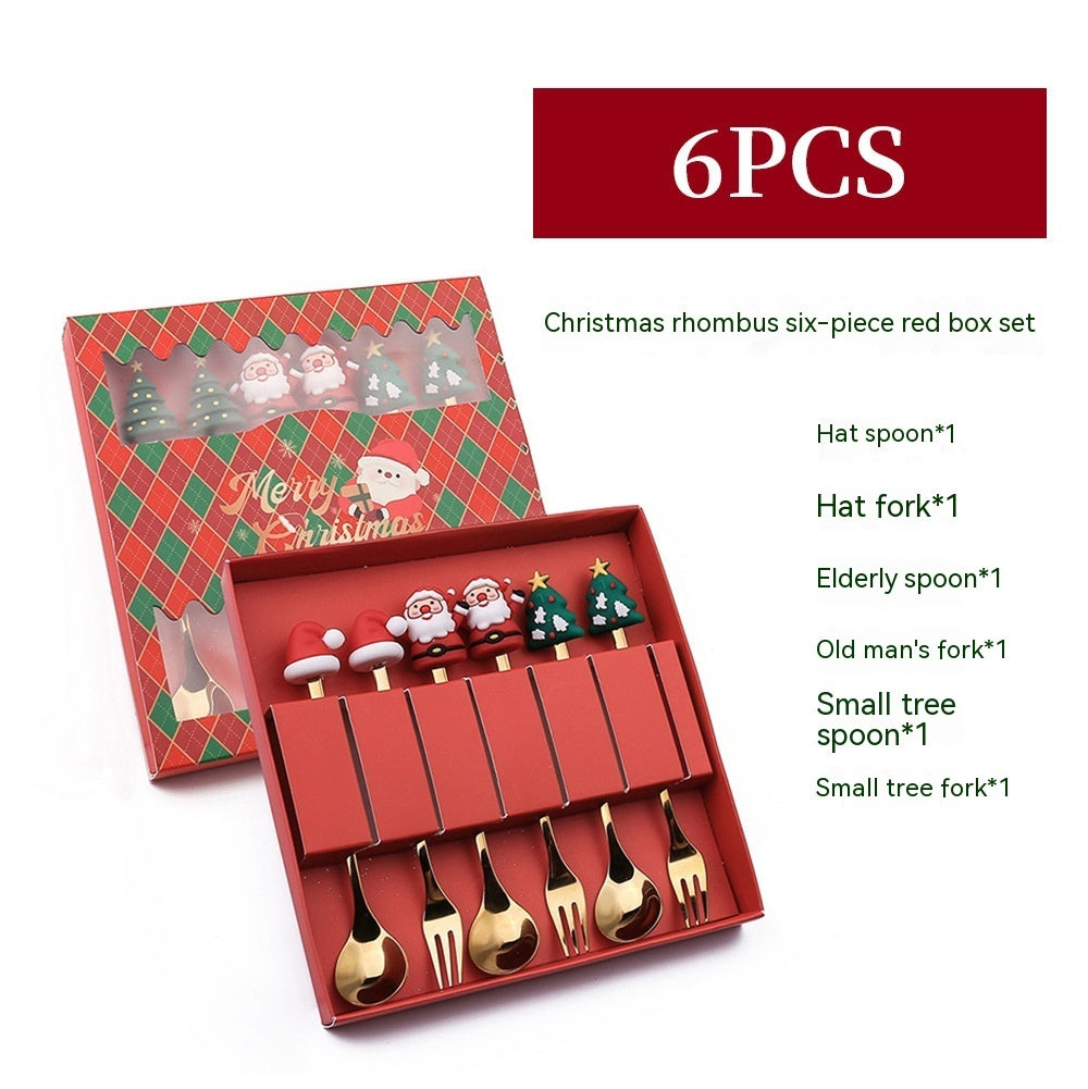 Style H 6-piece Christmas spoon set in red gift box