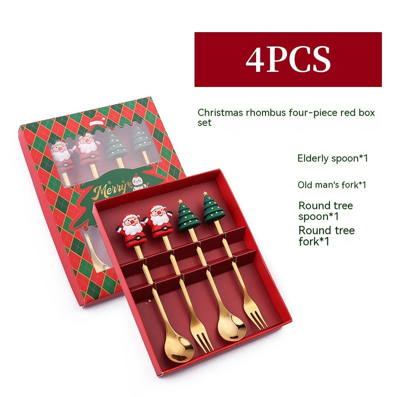 Christmas Spoon Gift Set — Style D / 4-Piece / Red Box