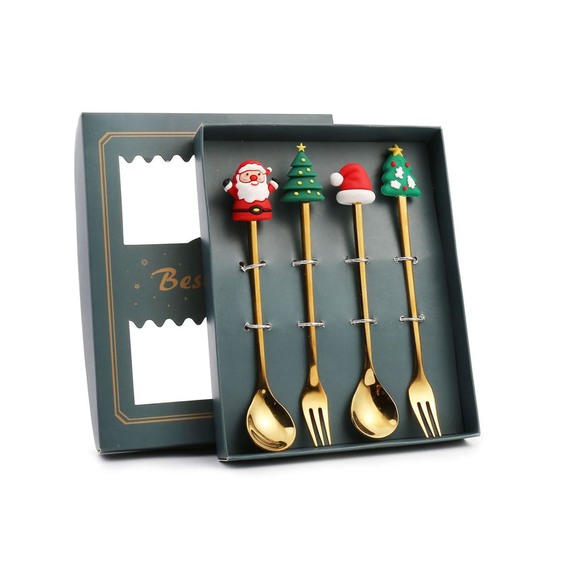 Christmas Spoon Gift Set — Window Style / 4-Piece / Green Box