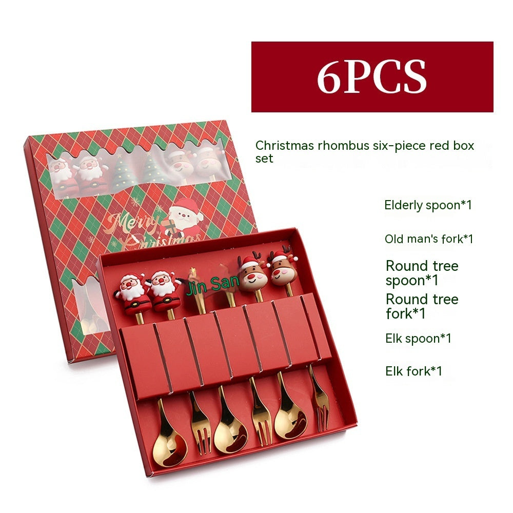 Style G 6-piece Christmas spoon set in red gift box