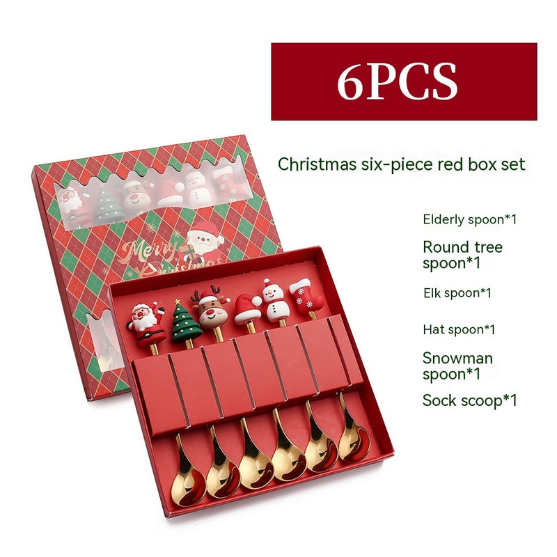 Christmas Spoon Gift Set — Style E / 6-Piece / Red Box