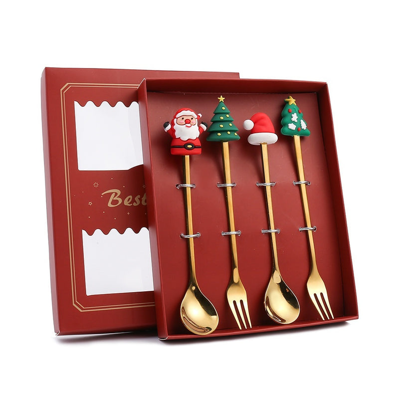 Christmas Spoon Gift Set — Window Style / 4-Piece / Red Box